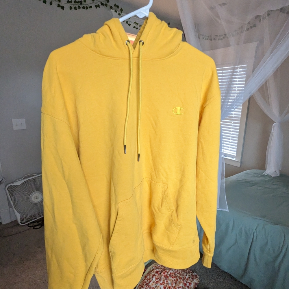 yellow champion hoodie